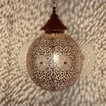 handmade moroccan lamp , hanging lamp , moroccan design on brass , romantic shadows , brass lampshade