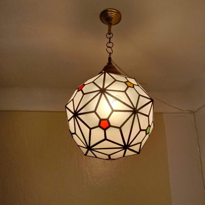 Milky glass light Moroccan Lamp, Hanging Light glass, Moroccan lantern, glass Ceiling Light fixtures, Brass and Glass Moroccan Light Pendant