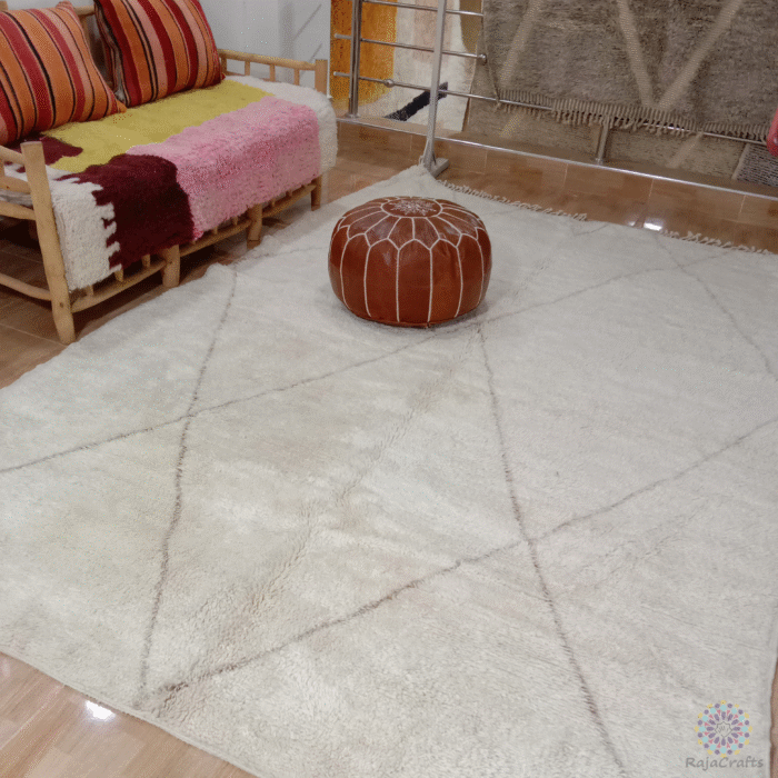 Nathalie Costum Handwoven White Berber Rug: Custom Moroccan Wool Carpet 244x275 cm - Image 5