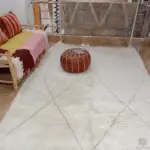 Nathalie Costum Handwoven White Berber Rug: Custom Moroccan Wool Carpet 244x275 cm - Image 6