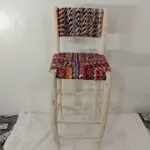 Roxanne Set of 2 Moroccan Boho Bar Stools Lemonwood & Boucherouite Cord -  Counter Stool with Back for Kitchen Stool Living Room & Dining Room - Image 2