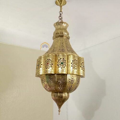 Moroccan Brass Pendant Light - Handmade Hanging Lantern Chandelier - Brass Hanging Light- Marrakesh Lighting Chandelier