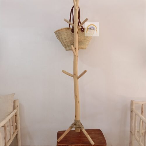 Handcrafted Scandinavian Lemon Wood Coat Rack - Rustic Solid Pine Standing Coat Hanger & Organizer Hall, Porte Manteau Scandinave en bois